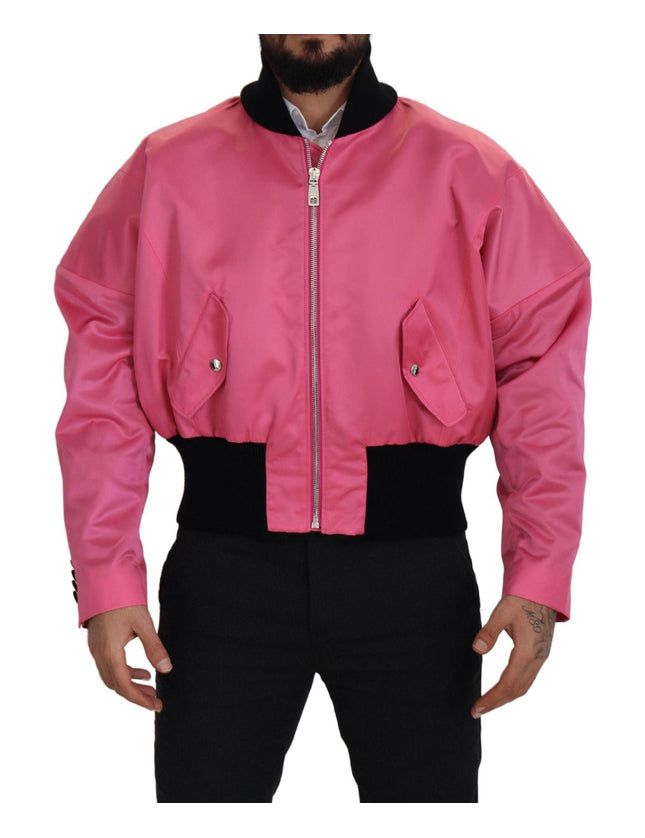 Dolce & Gabbana Nylon Pink Men Full Zip Bomber Jacket - Ellie Belle