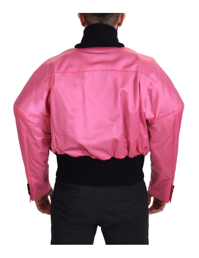 Dolce & Gabbana Nylon Pink Men Full Zip Bomber Jacket - Ellie Belle