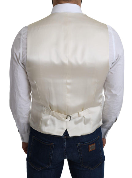 Dolce & Gabbana Off-White 100% Silk Formal Coat Vest - Ellie Belle