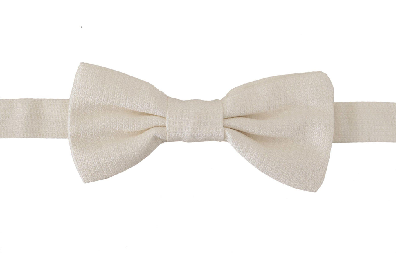 Dolce & Gabbana Off-White 100% Silk Slim Adjustable Neck Papillon Bow Tie - Ellie Belle