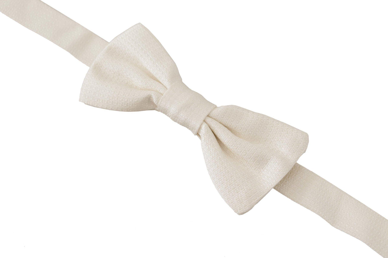 Dolce & Gabbana Off-White 100% Silk Slim Adjustable Neck Papillon Bow Tie - Ellie Belle