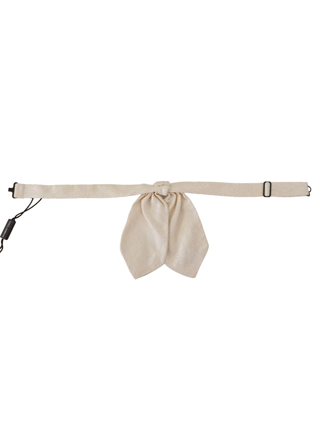 Dolce & Gabbana Off-White 100% Silk Slim Adjustable Neck Papillon Tie - Ellie Belle