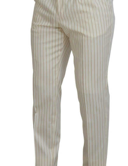 Dolce & Gabbana Off White Gold Striped Tuxedo Slim Fit Suit - Ellie Belle