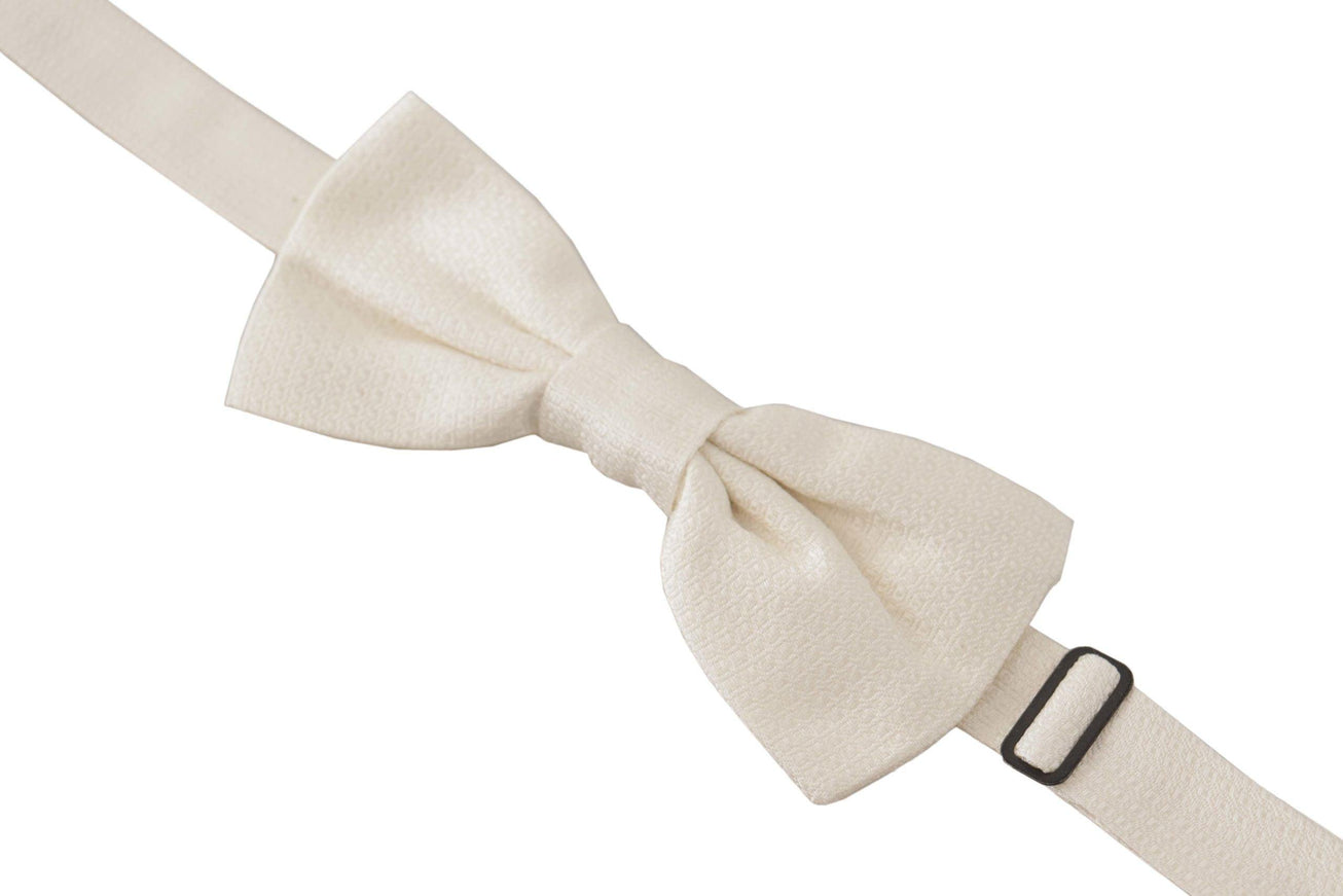 Dolce & Gabbana Off White Pattern Adjustable Neck Papillon Tie - Ellie Belle