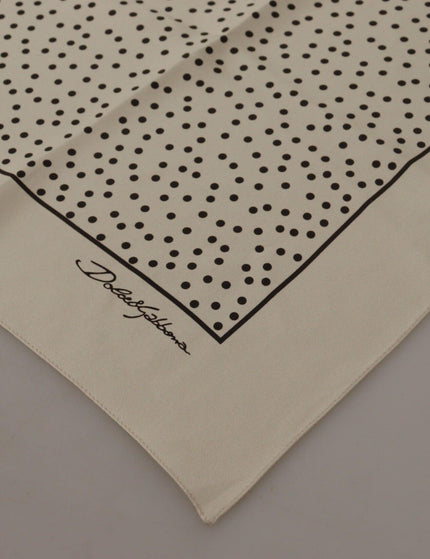 Dolce & Gabbana Off White Polka Dots Square Handkerchief Scarf Silk - Ellie Belle