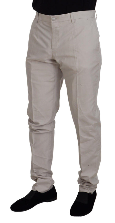 Dolce & Gabbana Off White Silk Mid Waist Chino Pants - Ellie Belle