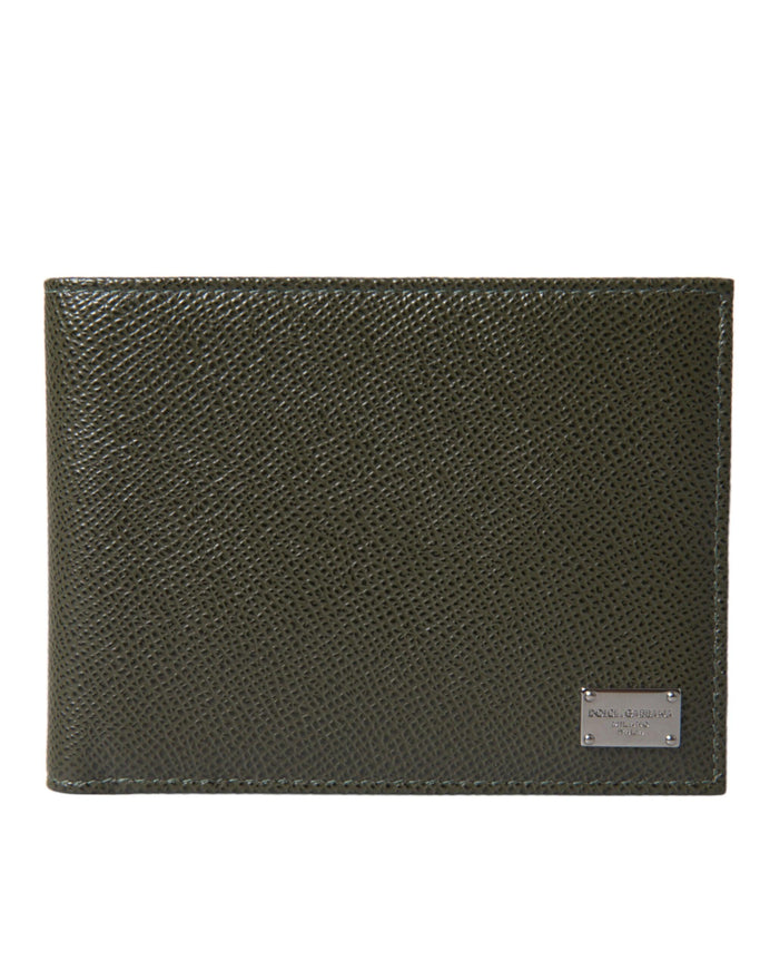 Dolce & Gabbana Olive Green Calfskin Leather Bifold Card Holder Wallet - Ellie Belle