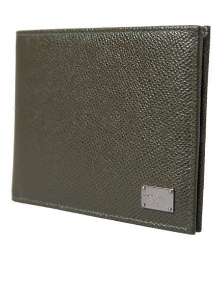 Dolce & Gabbana Olive Green Calfskin Leather Bifold Card Holder Wallet - Ellie Belle