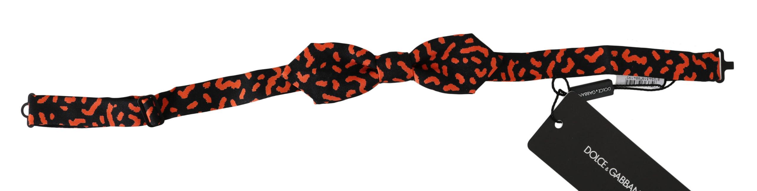 Dolce & Gabbana Orange Black Pattern Adjustable Neck Papillon Men Bow Tie - Ellie Belle