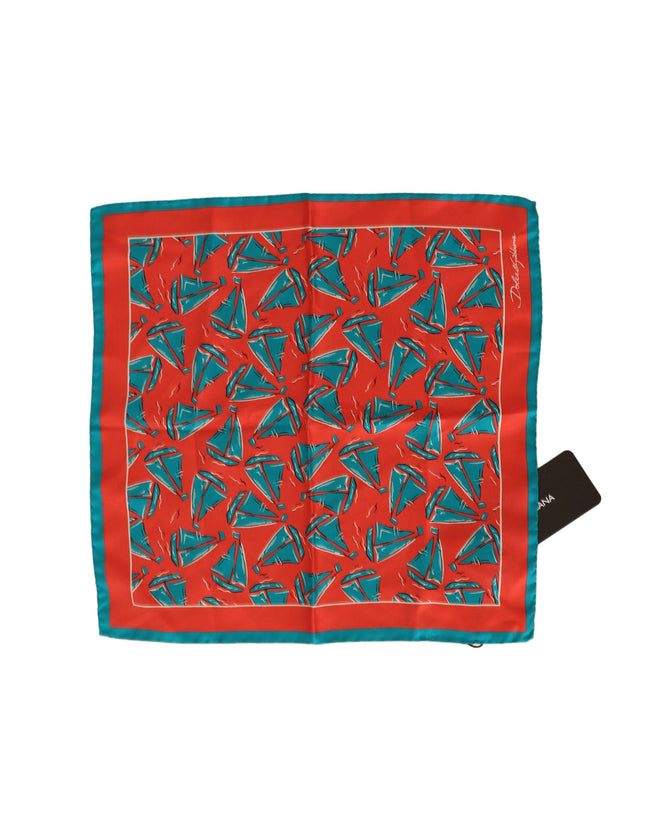 Dolce & Gabbana Orange Boat Print Silk Square Handkerchief Scarf - Ellie Belle