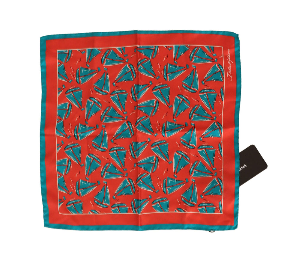 Dolce & Gabbana Orange Boat Print Silk Square Handkerchief Scarf - Ellie Belle