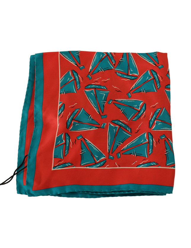 Dolce & Gabbana Orange Boat Print Silk Square Handkerchief Scarf - Ellie Belle