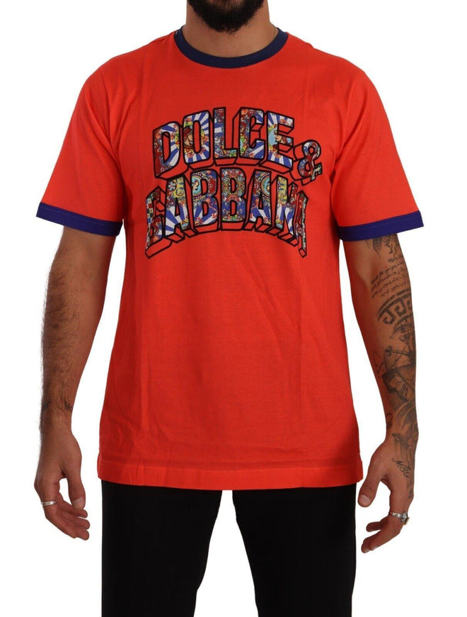 Dolce & Gabbana Orange Cotton Logo Print Crewneck Tee T-shirt - Ellie Belle