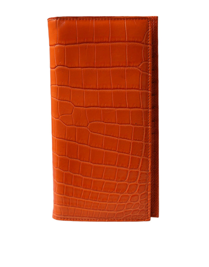 Dolce & Gabbana Orange Crocodile Leather Long Bifold Card Holder Wallet - Ellie Belle