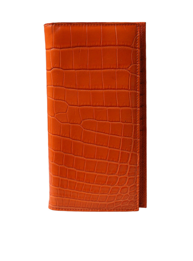 Dolce & Gabbana Orange Crocodile Leather Long Bifold Card Holder Wallet - Ellie Belle
