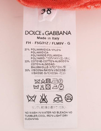Dolce & Gabbana Orange Crystal Buttons Floral Lace Blouse - Ellie Belle