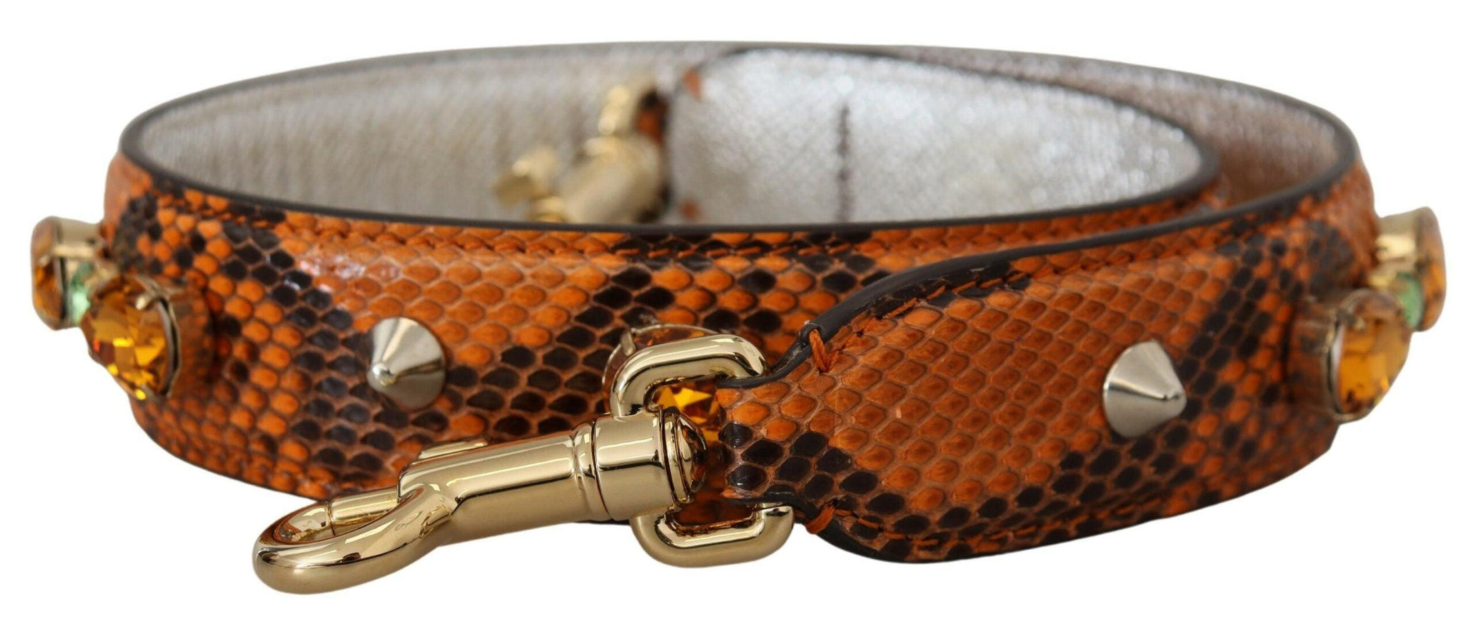 Dolce & Gabbana Orange Crystals Leather Bag Accessory Shoulder Strap - Ellie Belle