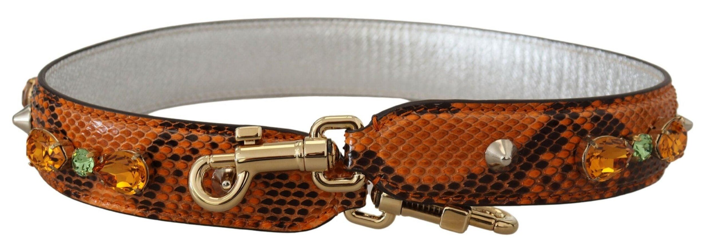 Dolce & Gabbana Orange Crystals Leather Bag Accessory Shoulder Strap - Ellie Belle