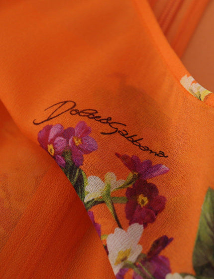 Dolce & Gabbana Orange Floral Print Long Sleeve Blouse - Ellie Belle