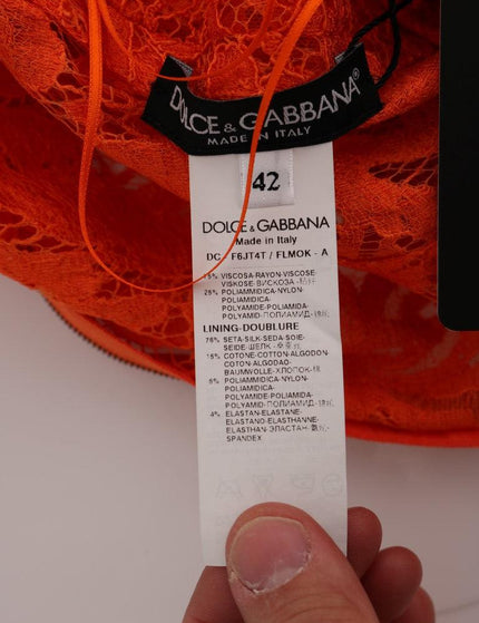 Dolce & Gabbana Orange Floral Ricamo Sheath Long Dress - Ellie Belle