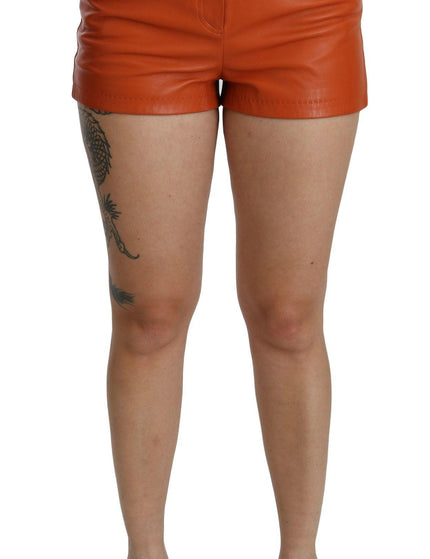 Dolce & Gabbana Orange Leather High Waist Hot Pants Shorts - Ellie Belle