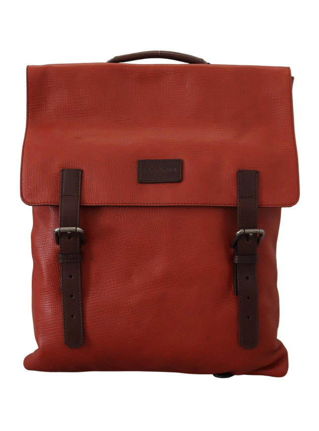 Dolce & Gabbana Orange Leather Logo Plaque Men Backpack Bag - Ellie Belle