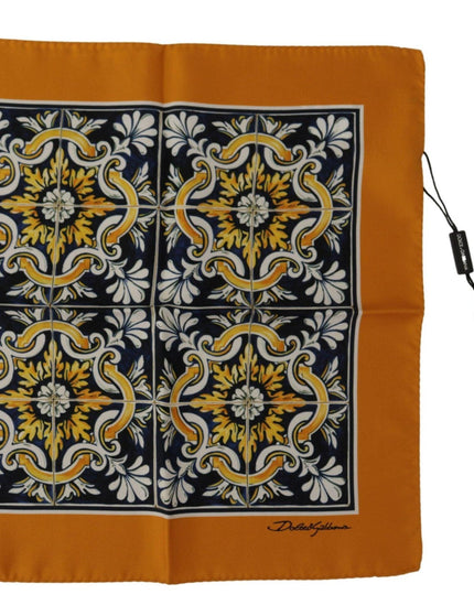 Dolce & Gabbana Orange Majolica Pattern Square Handkerchief Scarf - Ellie Belle