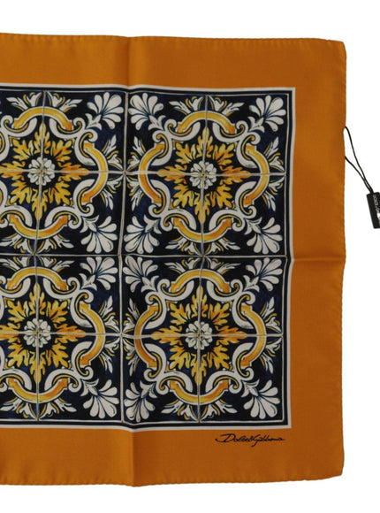 Dolce & Gabbana Orange Majolica Pattern Square Handkerchief Scarf - Ellie Belle