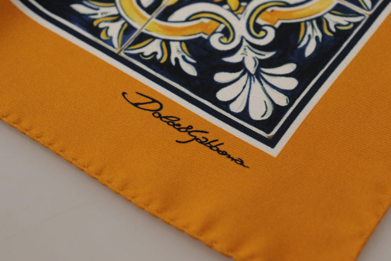 Dolce & Gabbana Orange Majolica Pattern Square Handkerchief Scarf - Ellie Belle