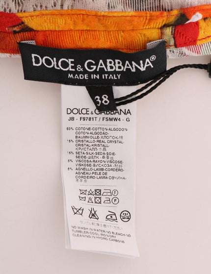 Dolce & Gabbana Orange Print Crystal-Embellished Blouse - Ellie Belle
