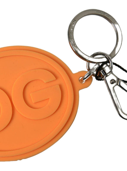 Dolce & Gabbana Orange Rubber DG Logo Gold Brass Metal Keychain