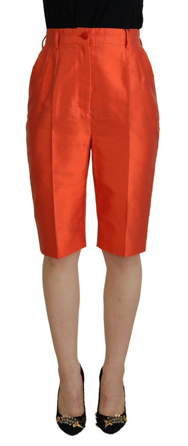 Dolce & Gabbana Orange Silk High Waist Cropped Pants - Ellie Belle