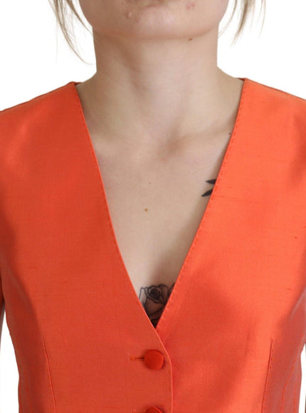 Dolce & Gabbana Orange Sleeveless Waistcoat Cropped Vest Top - Ellie Belle
