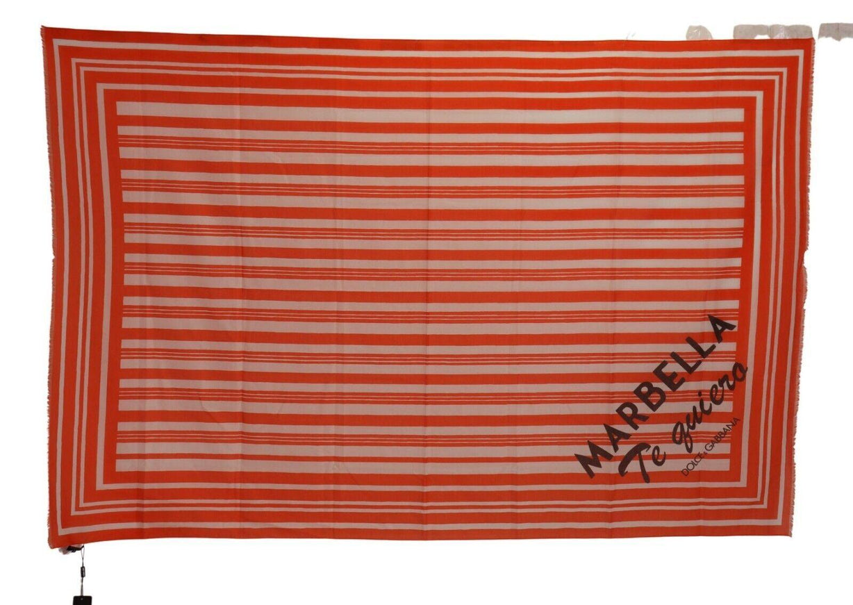 Dolce & Gabbana Orange Striped Cotton Marbella Wrap Scarf - Ellie Belle