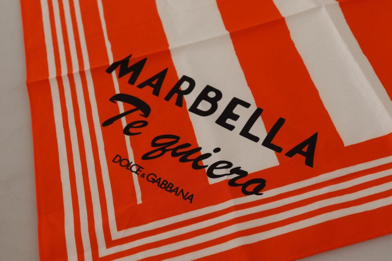 Dolce & Gabbana Orange White Striped Marbella Handkerchief Scarf - Ellie Belle