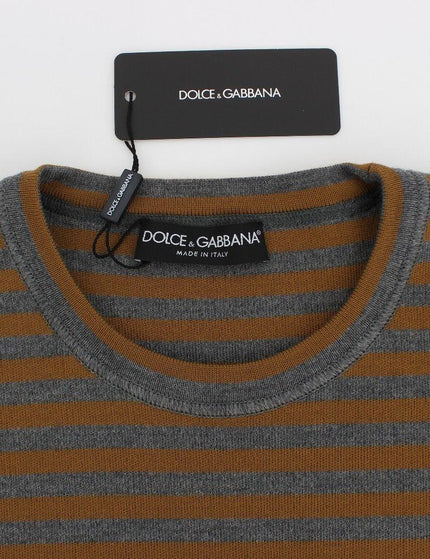 Dolce & Gabbana Oversized Gray Yellow Striped Sweater Top