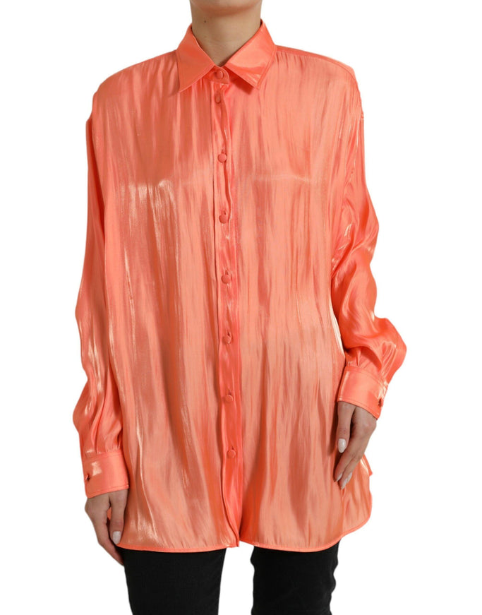 Dolce & Gabbana Peach Long Sleeve Button Down Blouse Top - Ellie Belle