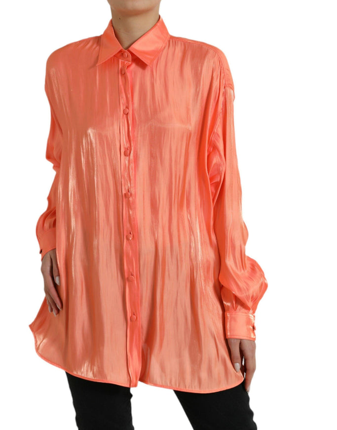 Dolce & Gabbana Peach Long Sleeve Button Down Blouse Top - Ellie Belle