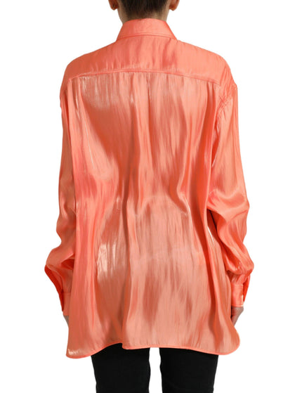 Dolce & Gabbana Peach Long Sleeve Button Down Blouse Top - Ellie Belle