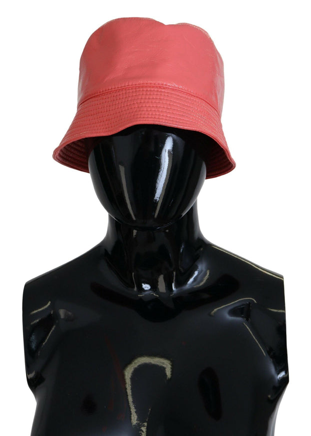 Dolce & Gabbana Peach Quilted Faux Leather Women Bucket Cap Hat - Ellie Belle