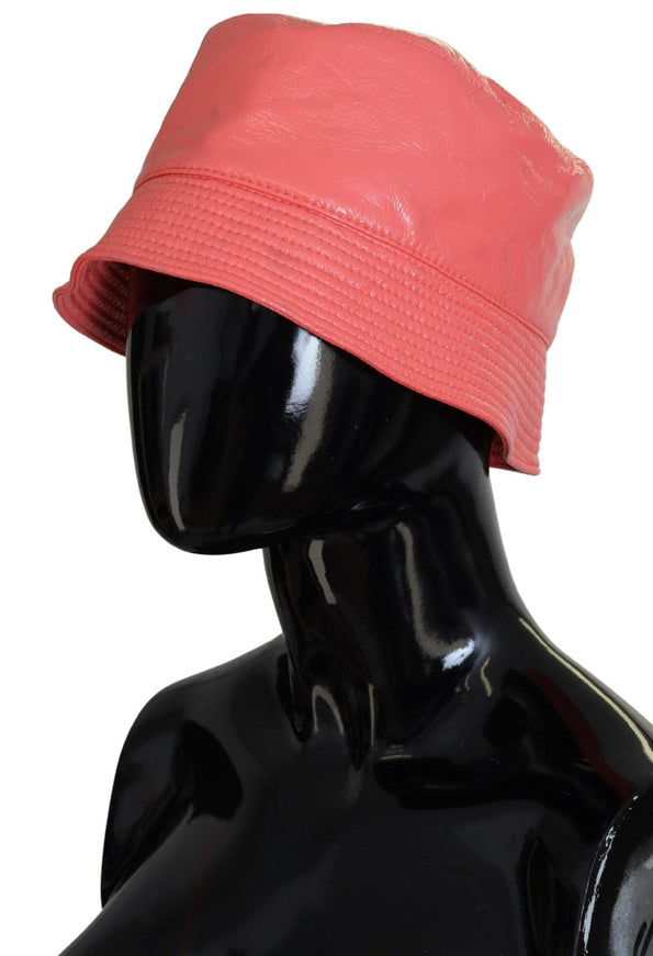 Dolce & Gabbana Peach Quilted Faux Leather Women Bucket Cap Hat - Ellie Belle