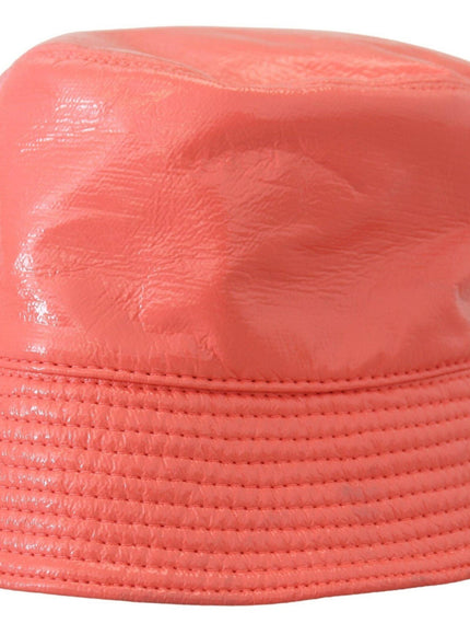 Dolce & Gabbana Peach Quilted Faux Leather Women Bucket Cap Hat - Ellie Belle