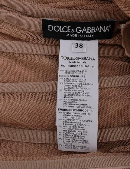 Dolce & Gabbana Peach Silk Floral Crystal Maxi Gown Dress - Ellie Belle