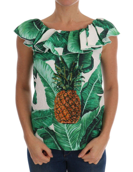 Dolce & Gabbana Pineapple Banana Sequins Blouse T-shirt - Ellie Belle