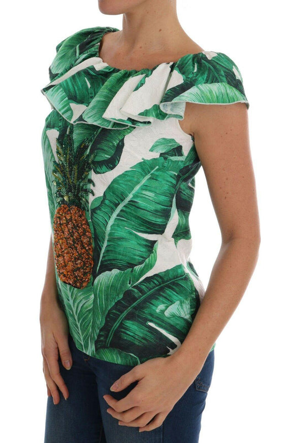 Dolce & Gabbana Pineapple Banana Sequins Blouse T-shirt - Ellie Belle