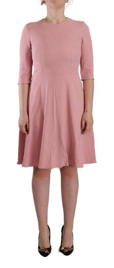 Dolce & Gabbana Pink 3/4 Sleeves Viscose Blend A-line Dress - Ellie Belle