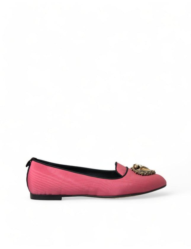Dolce & Gabbana Pink Black Devotion Slip On Flat Shoes - Ellie Belle