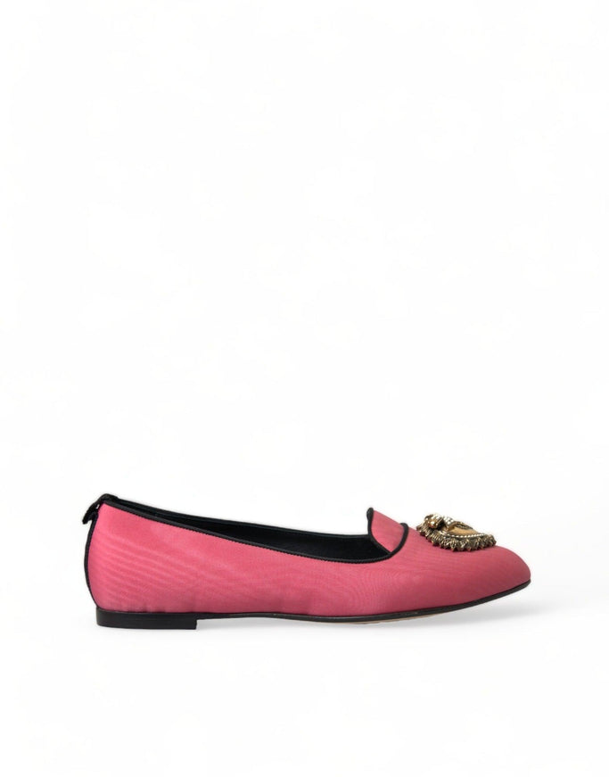 Dolce & Gabbana Pink Black Devotion Slip On Flat Shoes - Ellie Belle