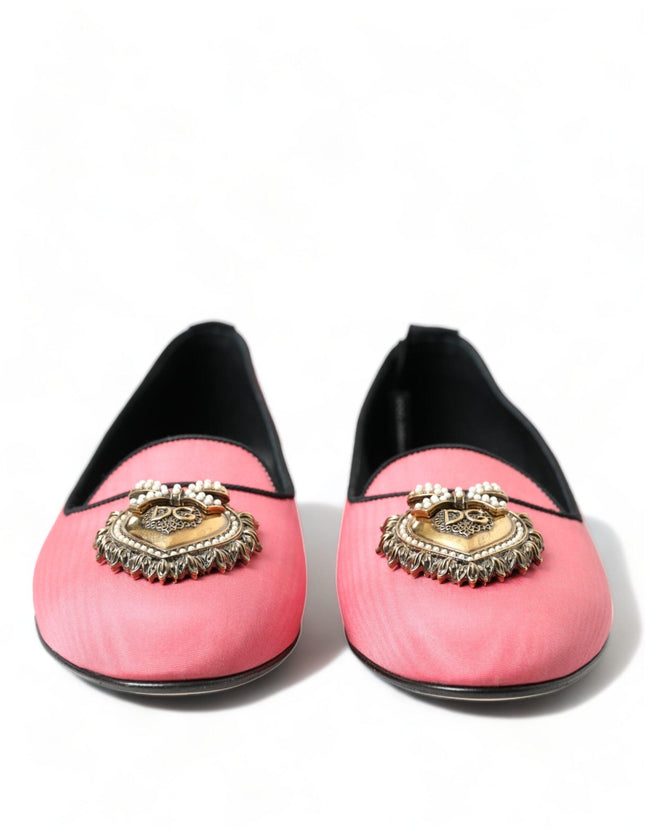 Dolce & Gabbana Pink Black Devotion Slip On Flat Shoes - Ellie Belle