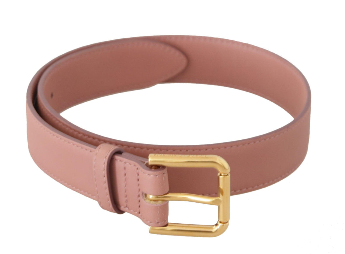 Dolce & Gabbana Pink Calf Leather Logo Engraved Metal Buckle Belt - Ellie Belle